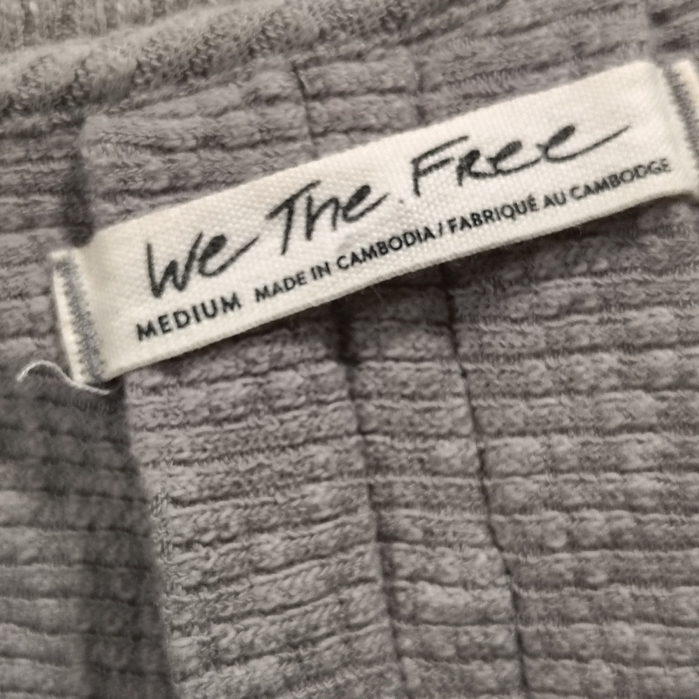 Free People OG Long Sleeve Thermal Top Gray Women's Medium Oversized Relaxed - Picture 7 of 11